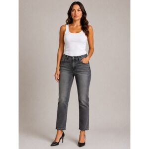 Melissa McCarthy Seven7 Gray Pencil Skinny Jeans Raw Hem High Rise Womens 14W